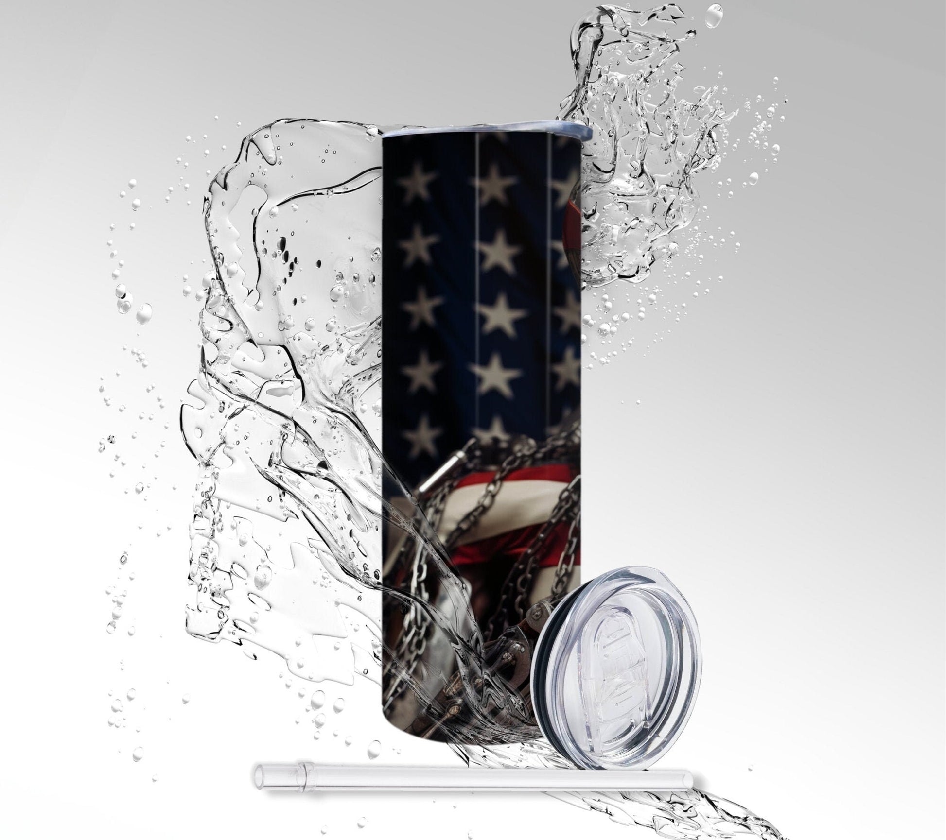 American Cyborg Skeleton, Sublimated 20 oz Skinny Tumbler