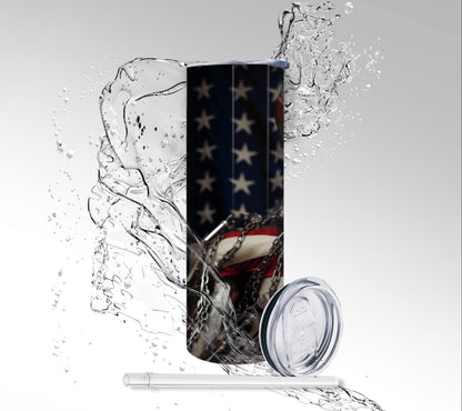 American Cyborg Skeleton, Sublimated 20 oz Skinny Tumbler