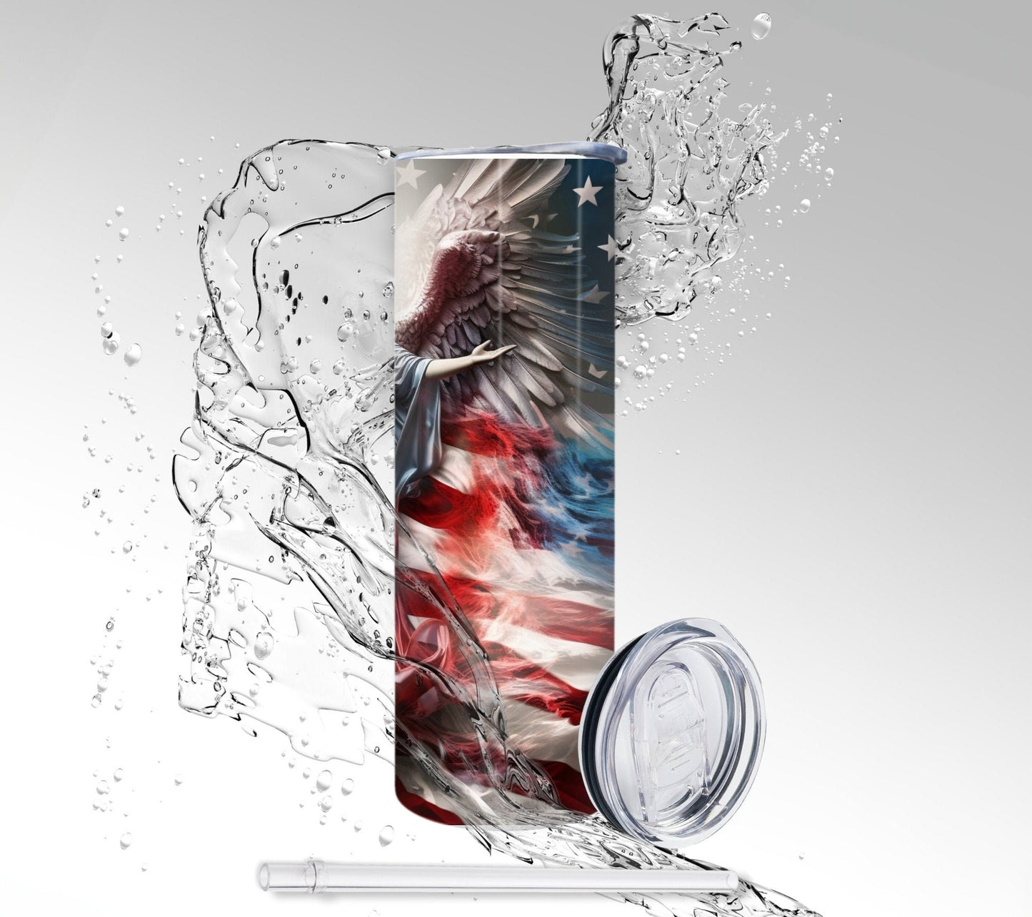 Patriotic Angel, Sublimated 20 oz Skinny Tumbler