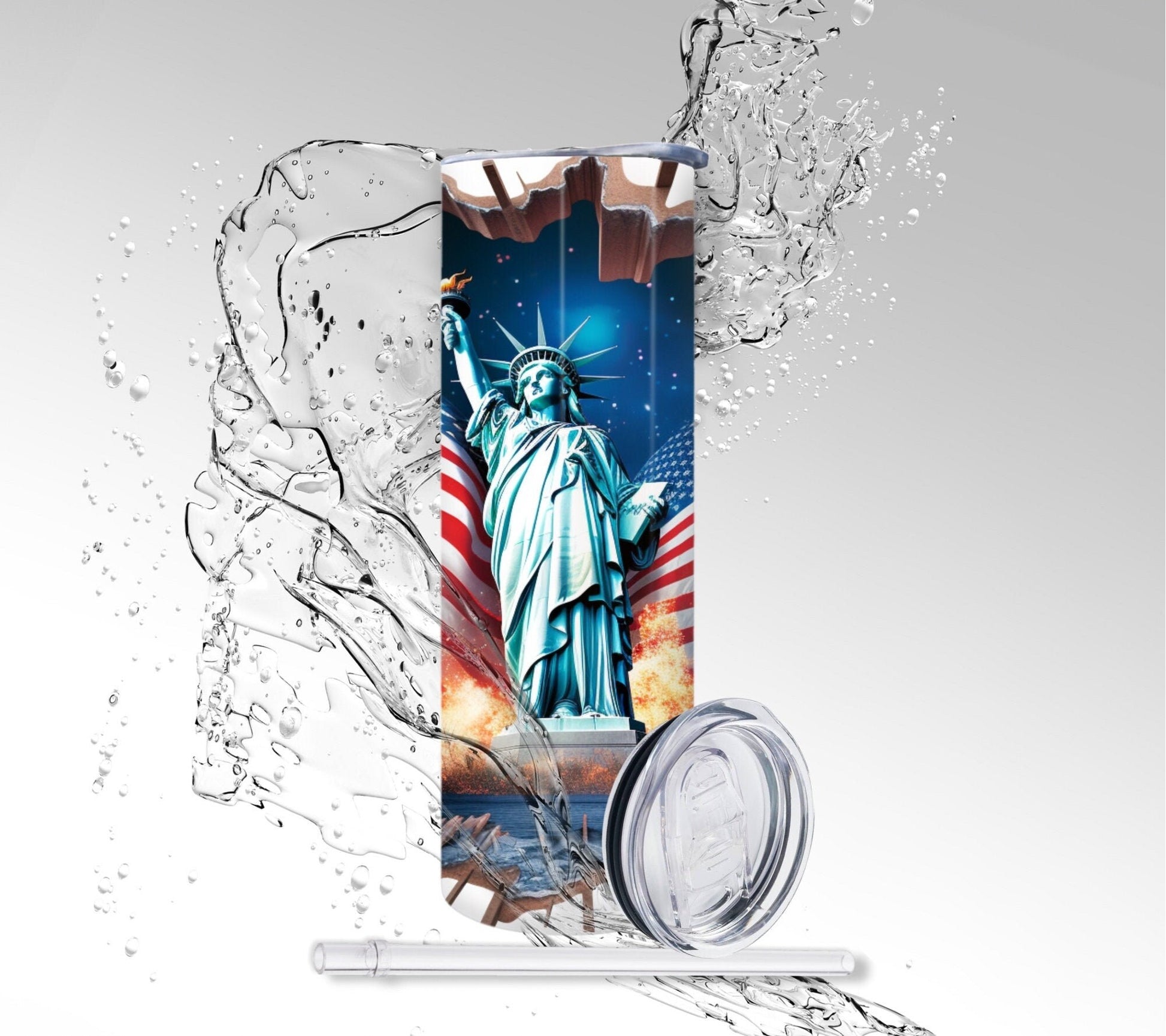 Cracked Wall Freedom, Sublimated 20 oz Skinny Tumbler