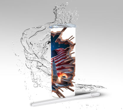 Cracked Wall Freedom, Sublimated 20 oz Skinny Tumbler