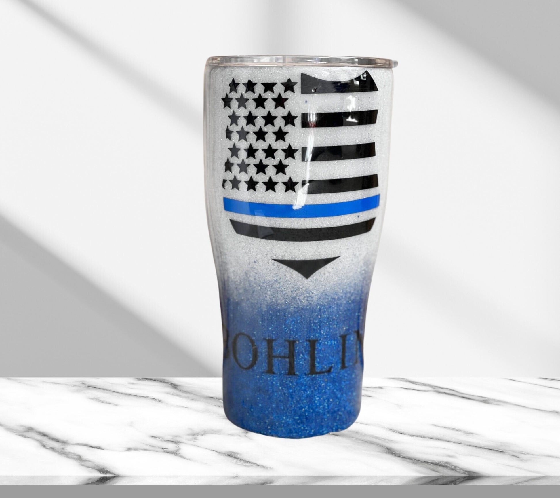 Police Wife, Glitter Epoxy Custom oz Tumbler