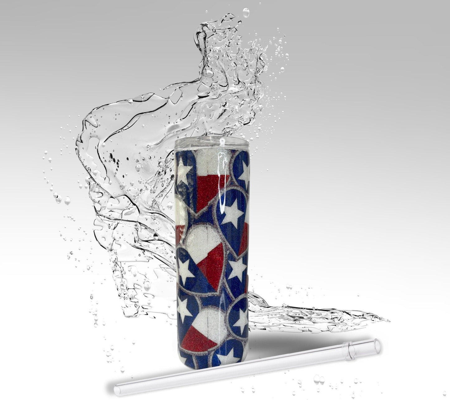 Texas Flag Heart, Glitter Epoxy 20 oz Skinny Tumbler