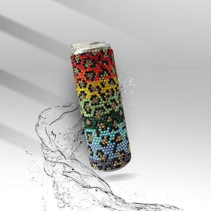 Rainbow Leopard , Rhinestone Insulated Tumbler