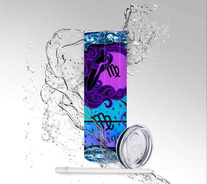 Virgo Zodiac Skeleton, Sublimated 20 oz Skinny Tumbler