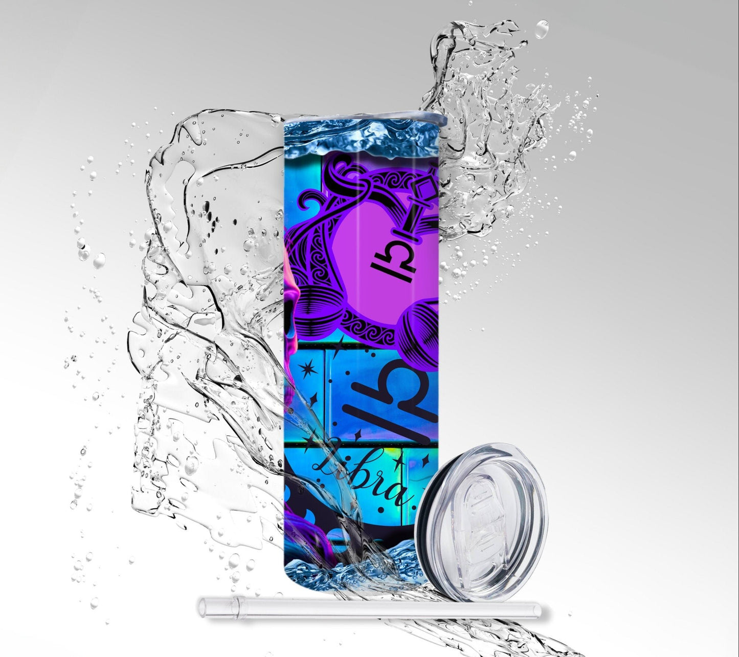 Libra Zodiac Skeleton, Sublimated 20 oz Skinny Tumbler