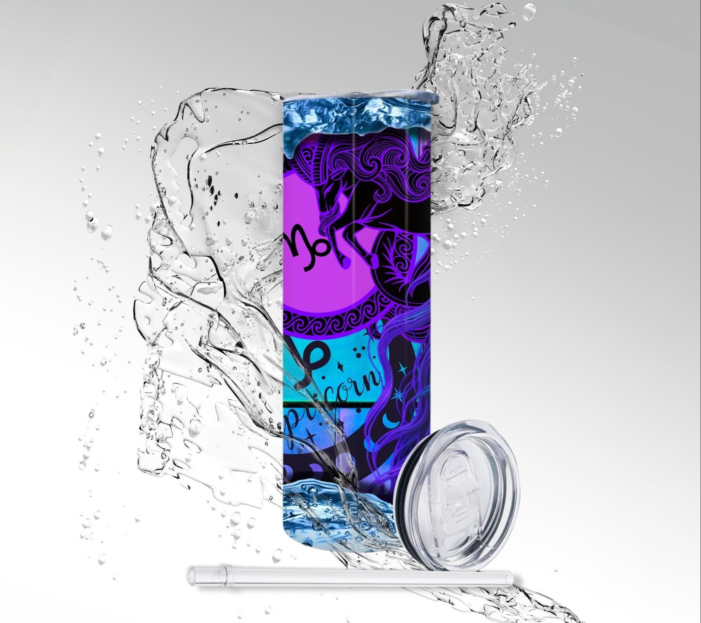 Capricorn Zodiac Skeleton, Sublimated 20 oz Skinny Tumbler