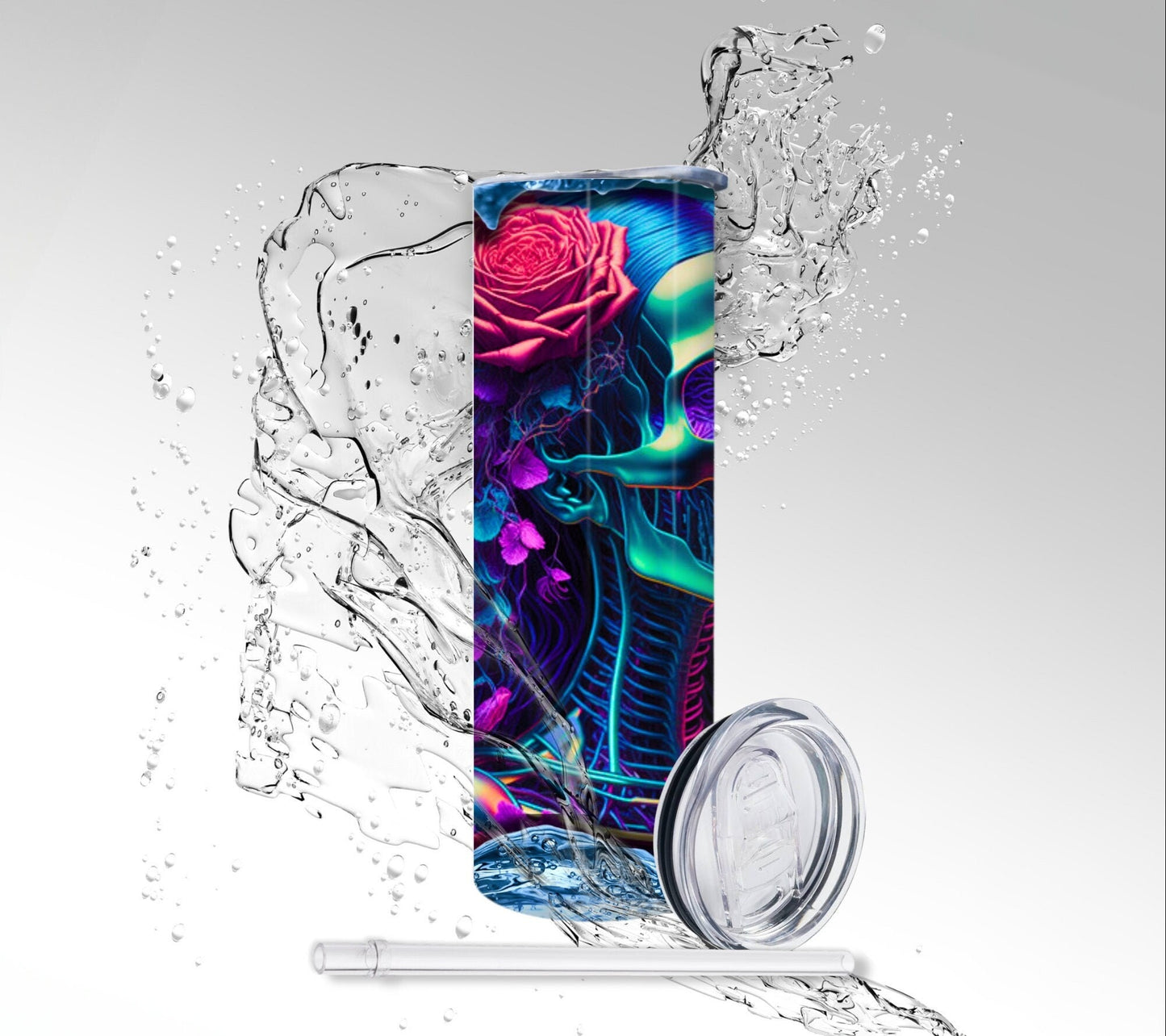 Pisces Zodiac Skeleton, Sublimated 20 oz Skinny Tumbler