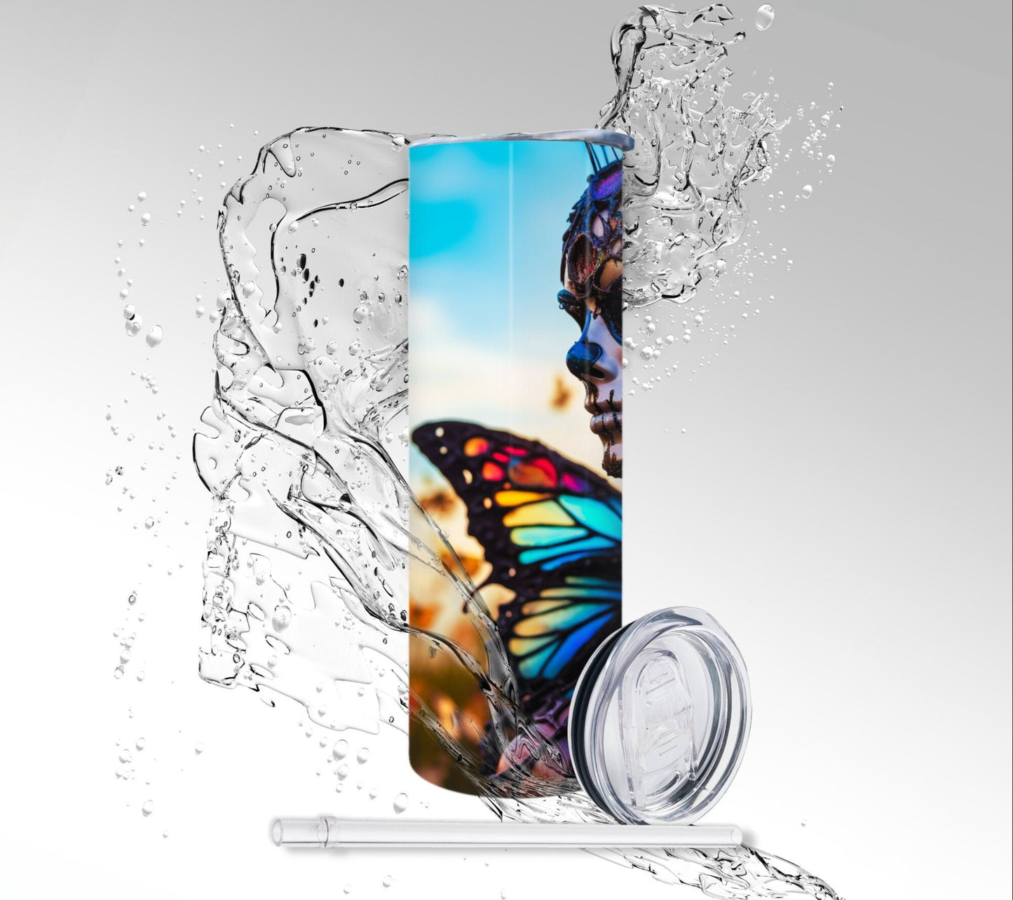 Queen Butterfly Skeleton, Sublimated 20 oz Skinny Tumbler