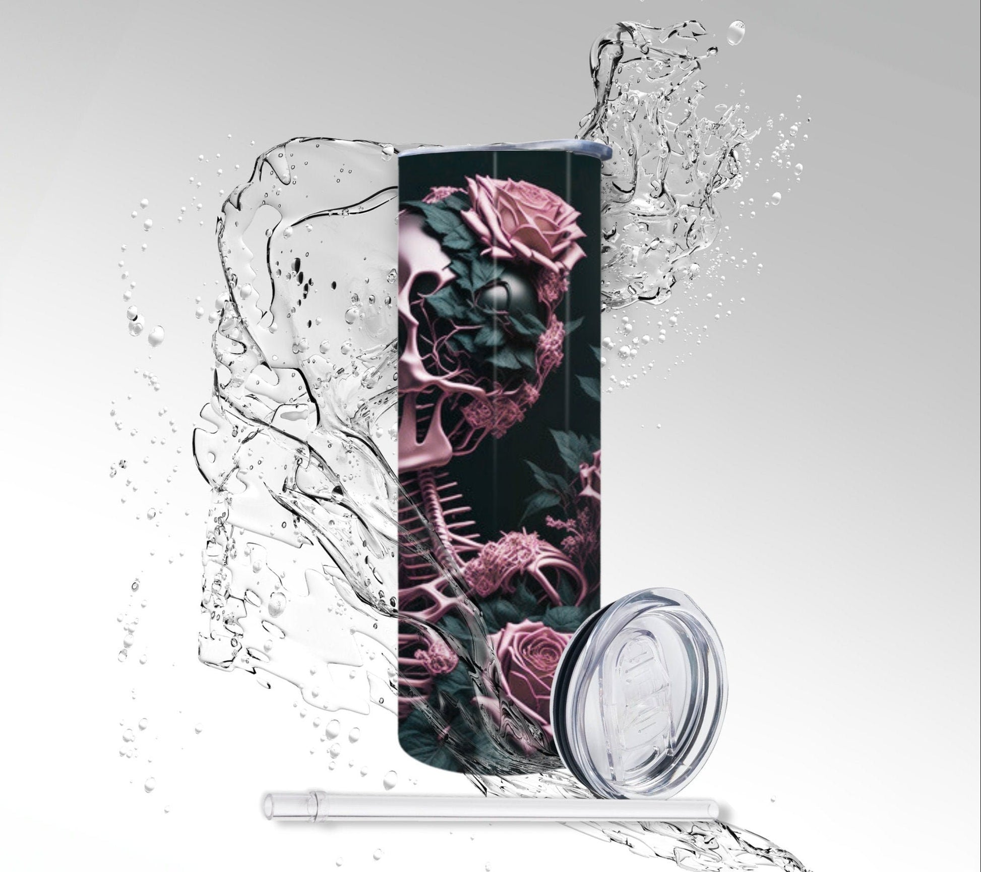 Rose/Gold Skeleton Lovers, Sublimated 20 oz Skinny Tumbler