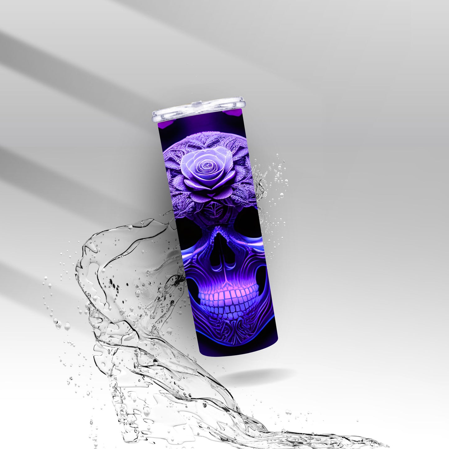 Purple Glow Rose Skull, Sublimation Insulated Tumbler