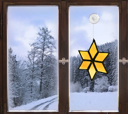 Stained Glass: Sun Catchers Christmas Star Stained Glass, Holiday Decor For Windows