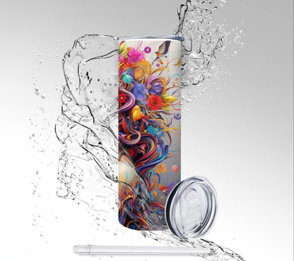 Tropical 60’s Flower Child, Sublimation 20 oz Skinny Tumbler