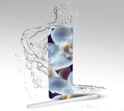 White Orchid Flower, Sublimated 20 oz Skinny Tumbler