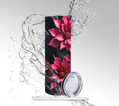 Pink Dahlias, Sublimated 20 oz Skinny Tumbler