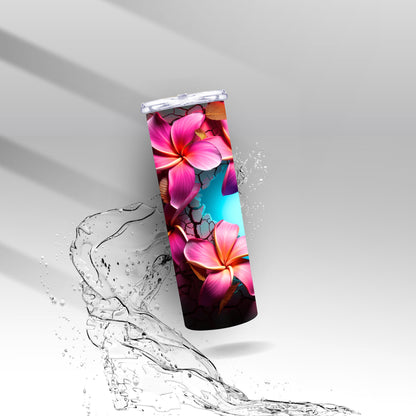 Pink Plumerias, Sublimation Insulated Tumbler