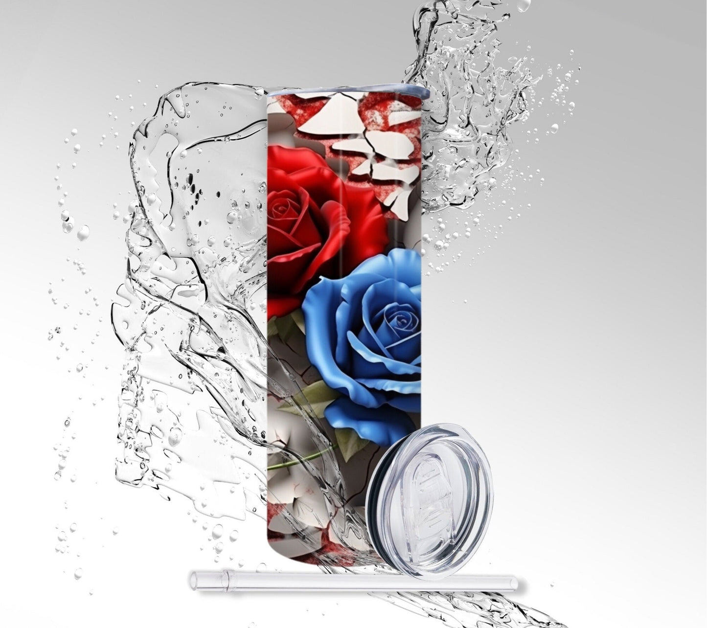 Patriotic Roses, Sublimated 20 oz Skinny Tumbler