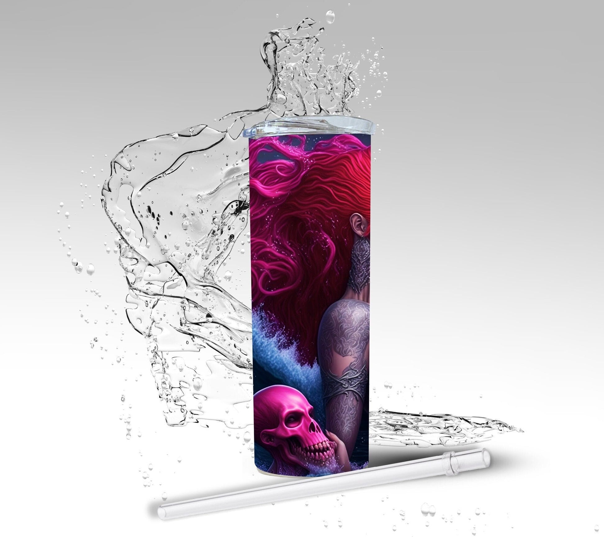 Queen of the Ocean Mermaid, Sublimation 20 oz Skinny Tumbler