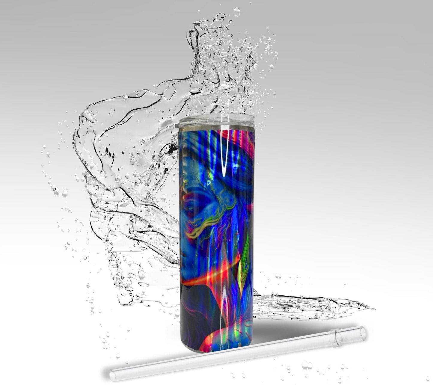 Holographic 80s Mermaid, Sublimated 20 oz Skinny Tumbler