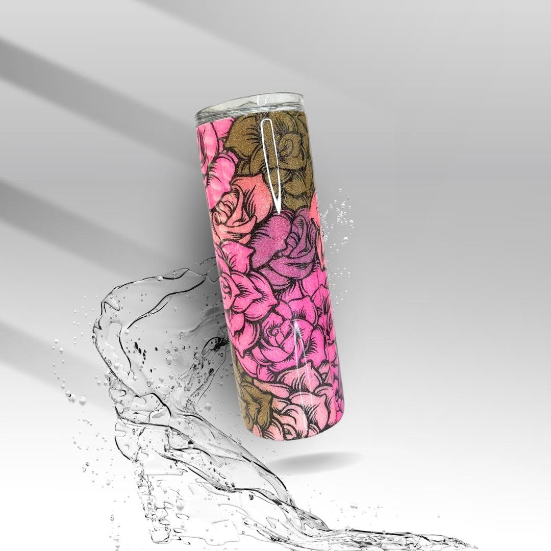 Pink & Gold Roses, Epoxy Insulated Tumbler