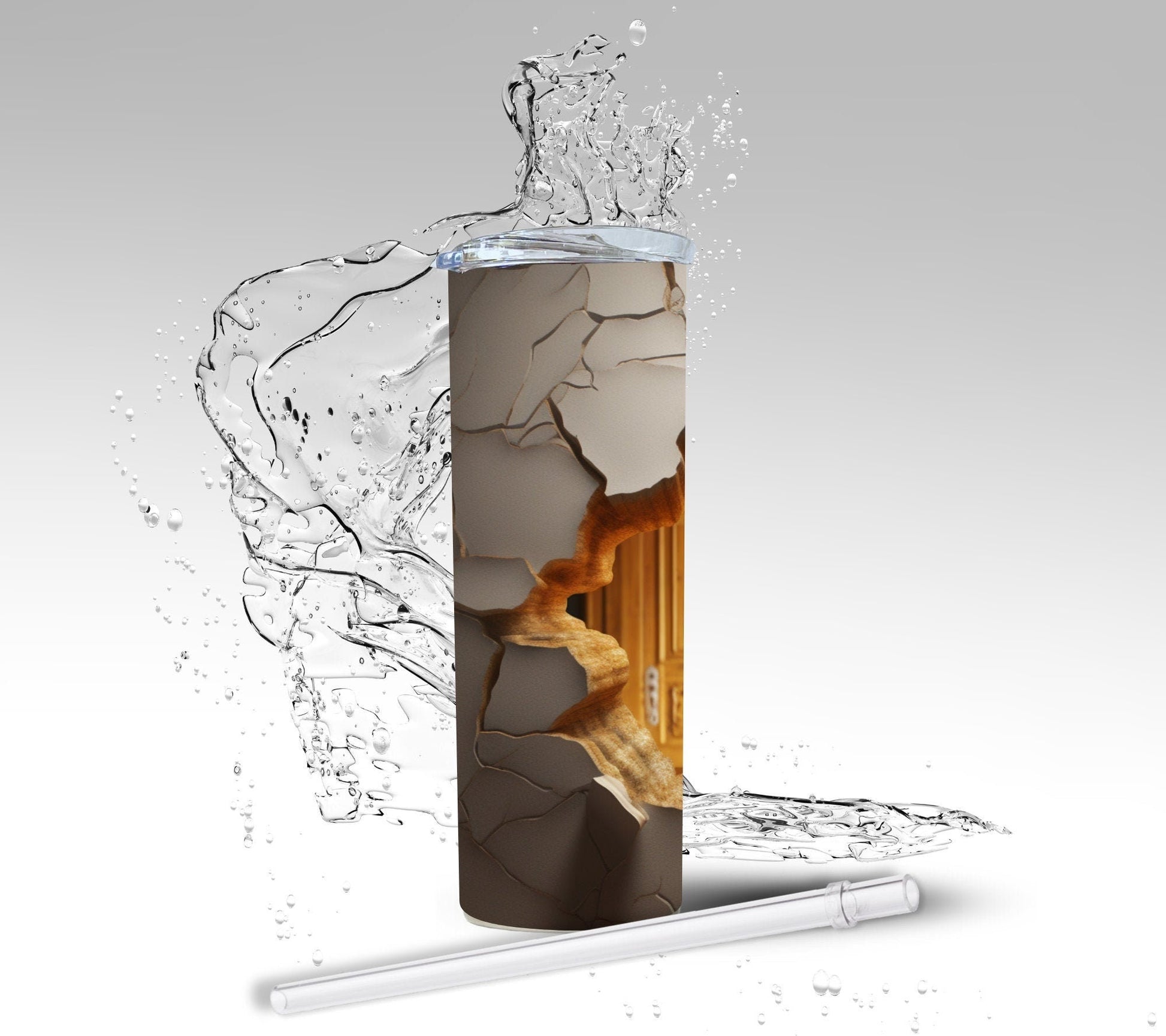 Beer Mug Cracked Wall, Sublimated 20 oz Skinny Tumbler