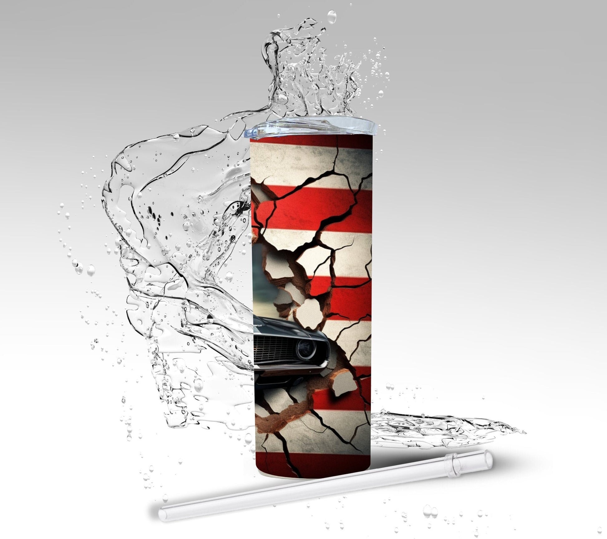 Classic American Muscle Car, Sublimated 20 oz Skinny Tumbler