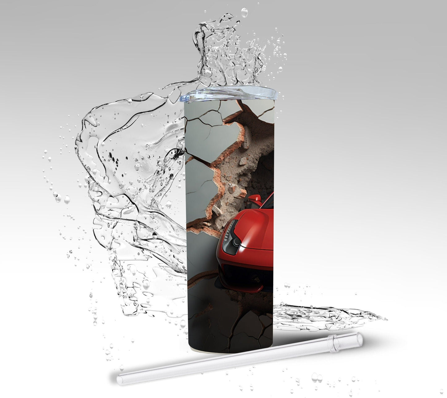 Red Sports Car, Sublimated 20 oz Skinny Tumbler