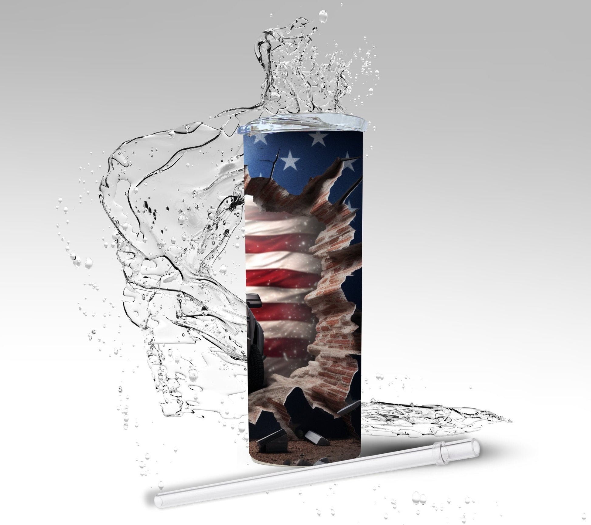 Patriotic Truck, Sublimated 20 oz Skinny Tumbler