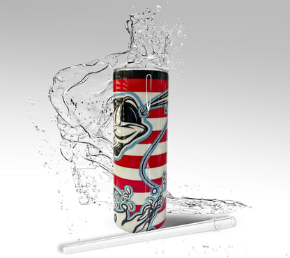 American Flag Fishing, 20 oz Skinny Tumbler