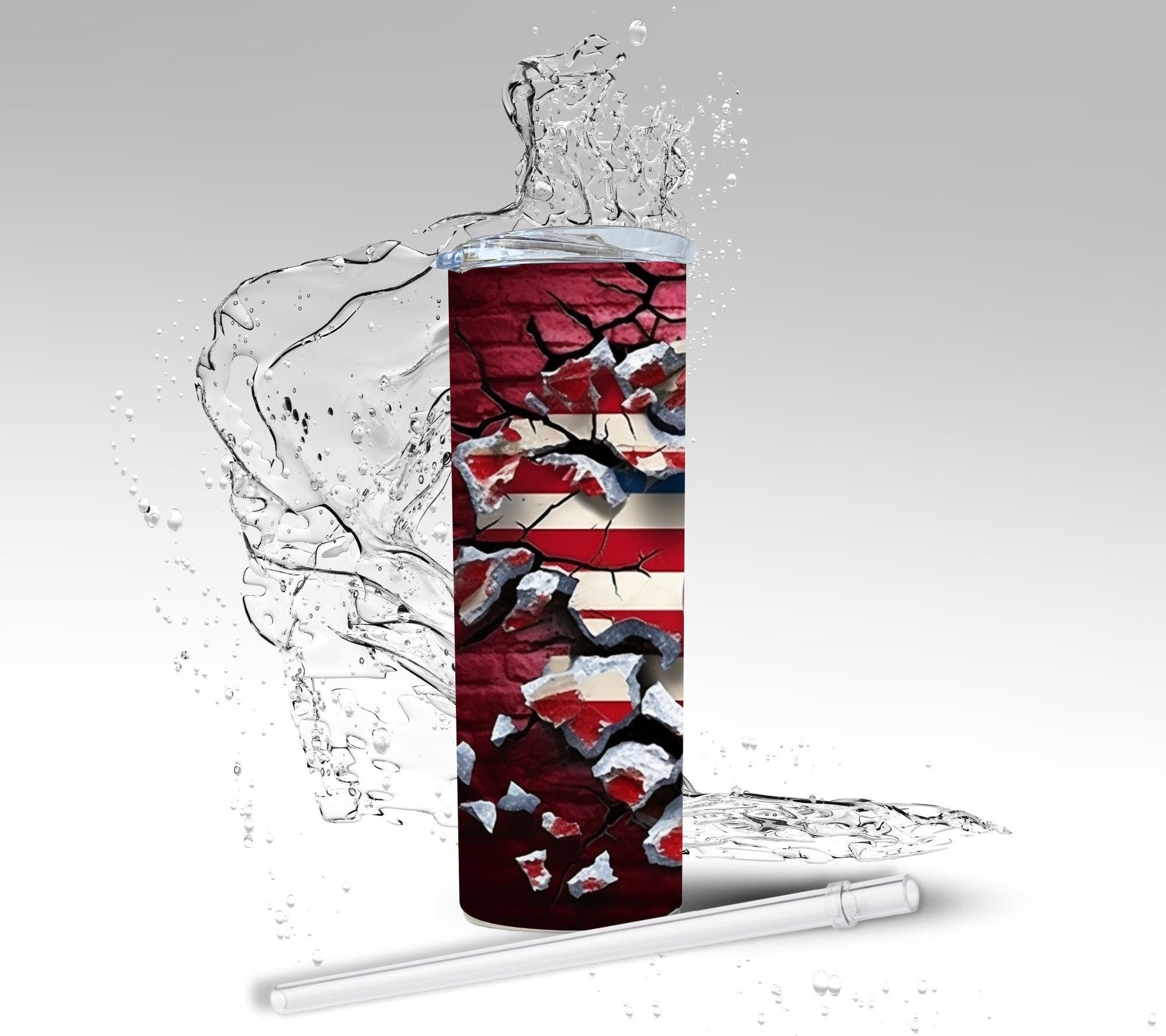 Patriotic Cherries, Sublimated 20 oz Skinny Tumbler