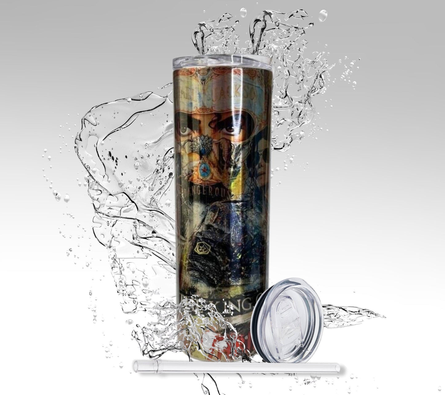 Micheal Jackson King of Pop, Sublimated 20 oz Skinny Tumbler