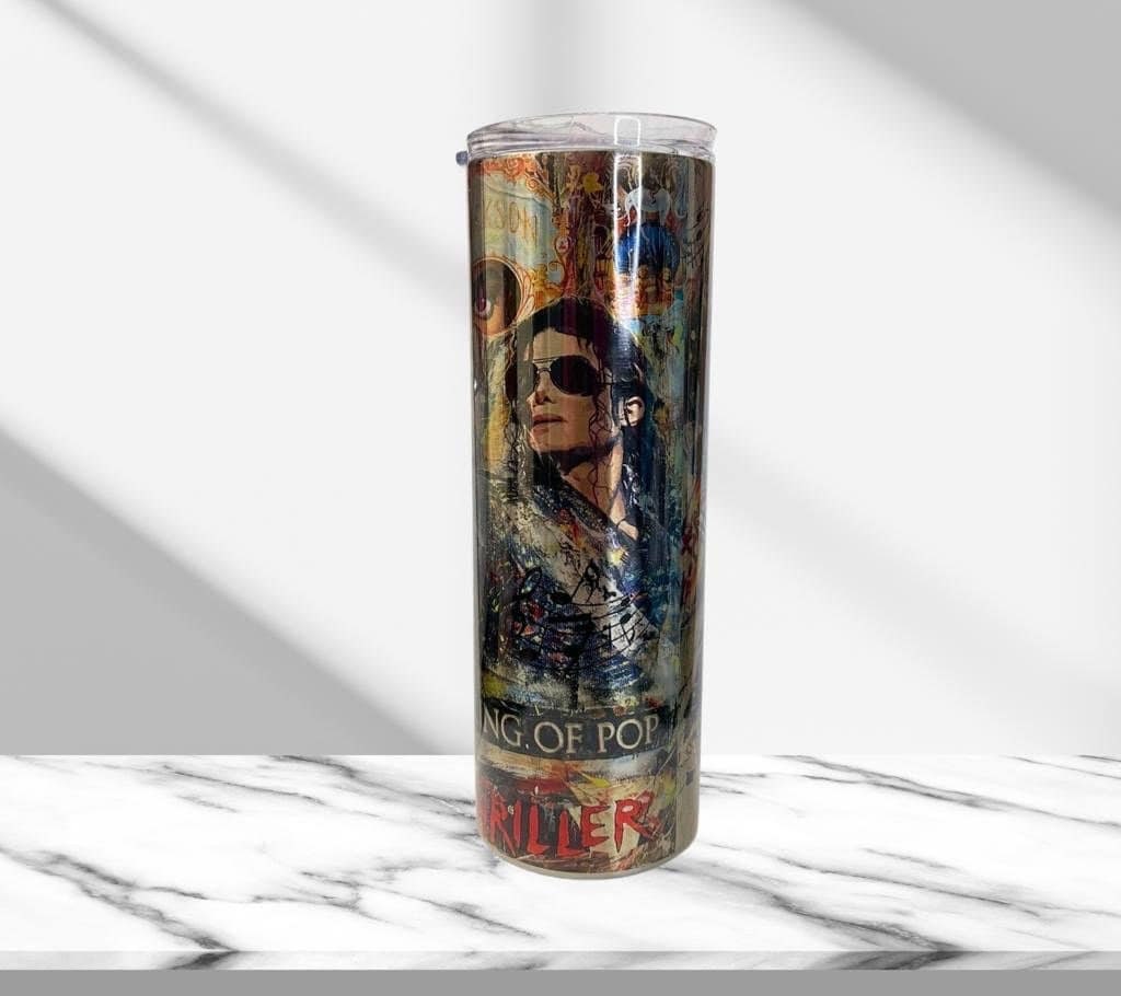 Micheal Jackson King of Pop, Sublimated 20 oz Skinny Tumbler