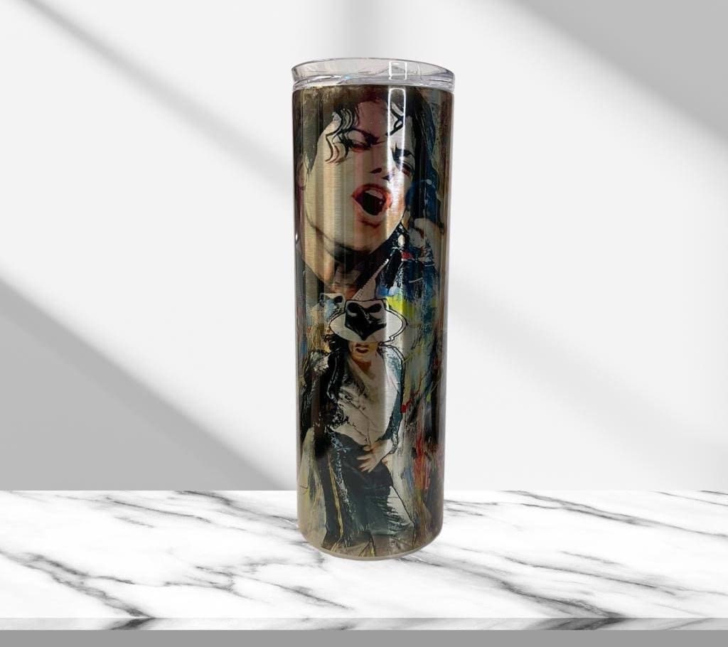 Micheal Jackson King of Pop, Sublimated 20 oz Skinny Tumbler