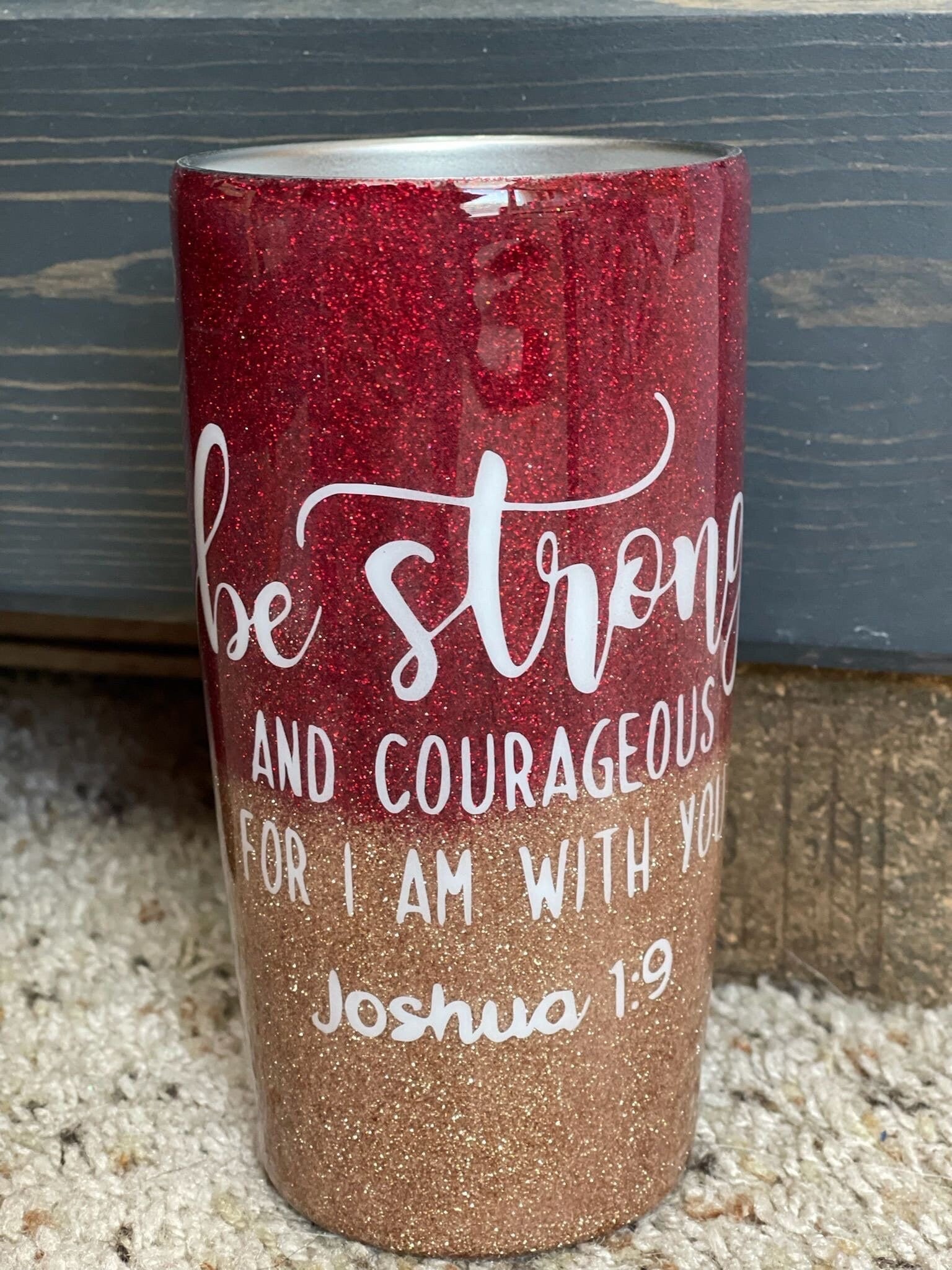 Joshua 1:9 Bible Vesus, Glitter Epoxy Custom oz Tumbler