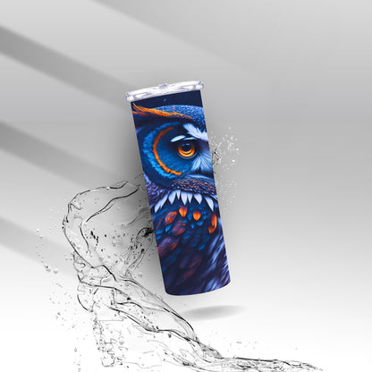 Orange & Blue Night Owl, Sublimation Insulated Tumbler