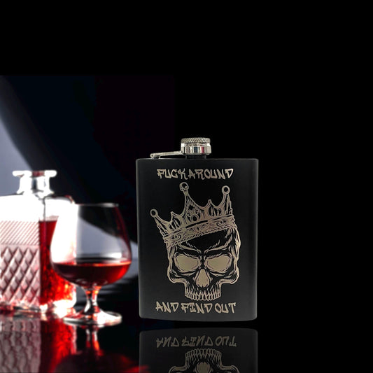 FAFO Flask, Laser Engraved, Skull