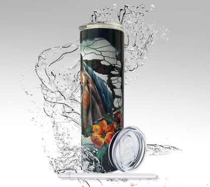 3D Cracked Wall Horse, Sublimated 20 oz Skinny Tumbler