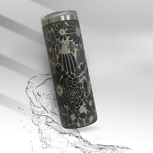 Beautiful Laser Engraved Cactus Tumbler