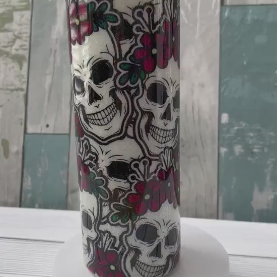 Reaper Skull, Glitter Epoxy 20 oz Skinny Tumbler