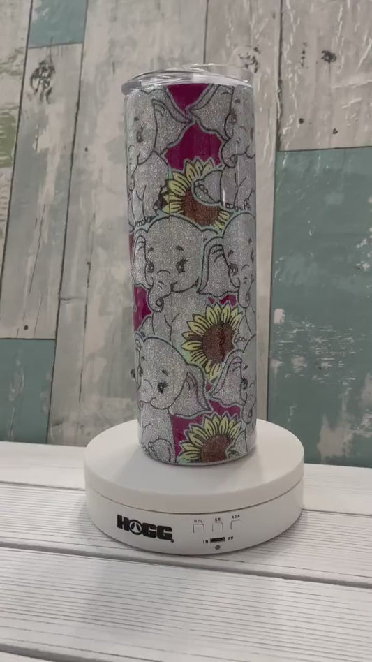 Elephant Sunflower, 20 oz Skinny Epoxy Tumbler