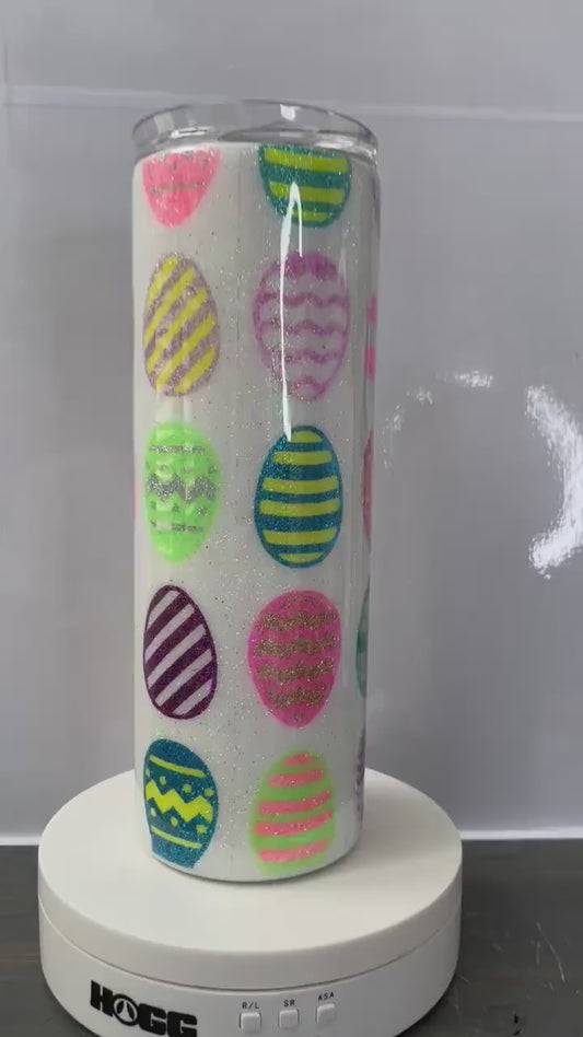 Easter Eggs, Glitter Epoxy 20 oz Skinny Tumbler