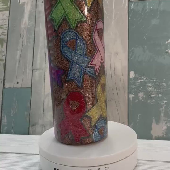 Support Ribbons, Glitter Epoxy Custom oz Tumbler