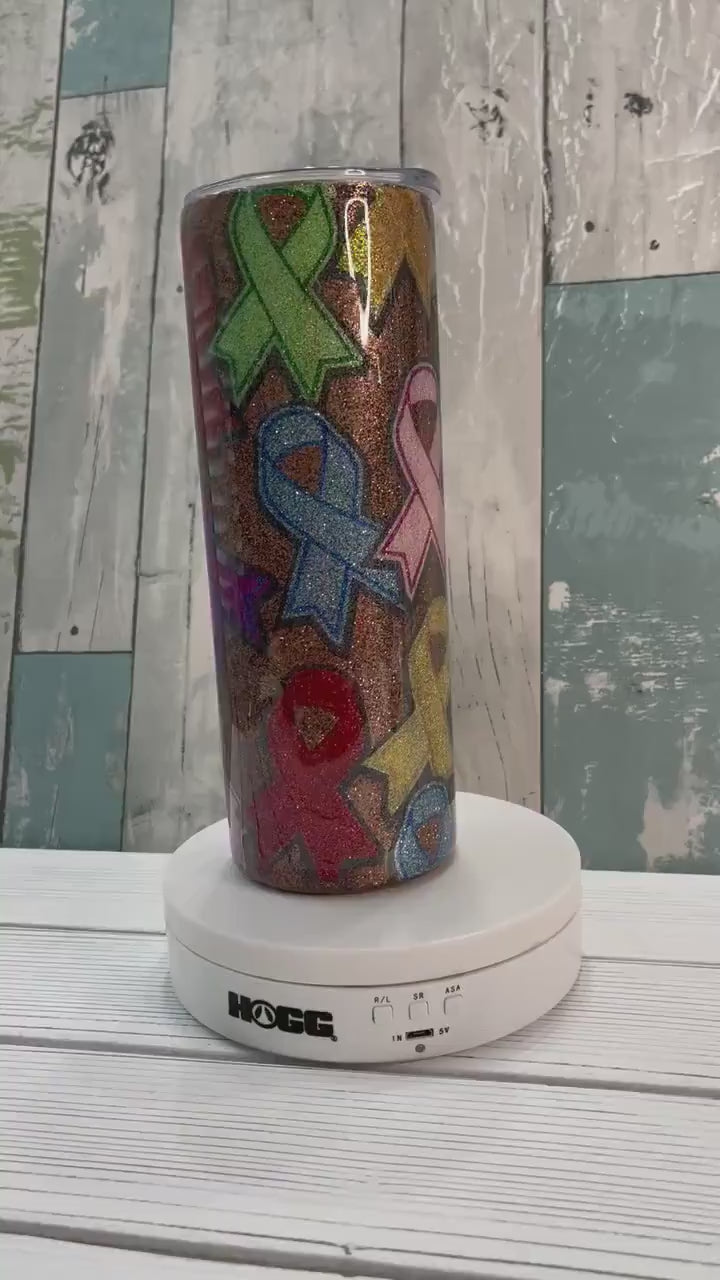 Support Ribbons, Glitter Epoxy Custom oz Tumbler