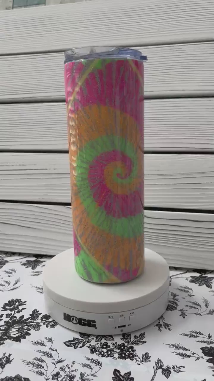 Hippie Tye Dye, Glitter Epoxy Custom Oz Tumbler