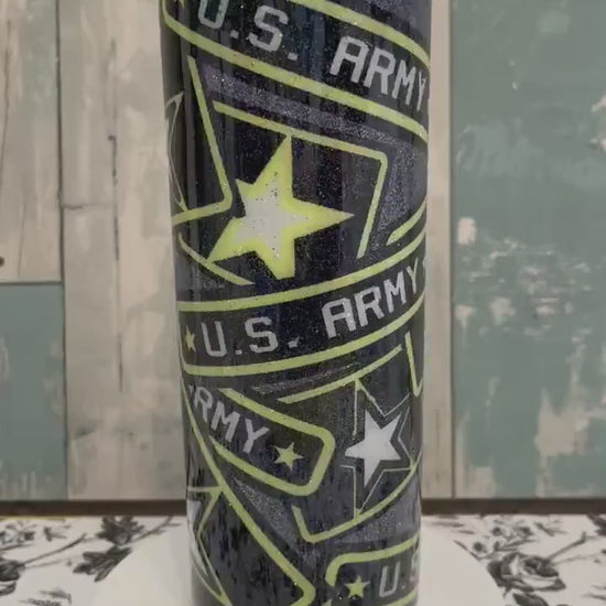 United States Army, Glitter Epoxy 20 oz Skinny Tumbler