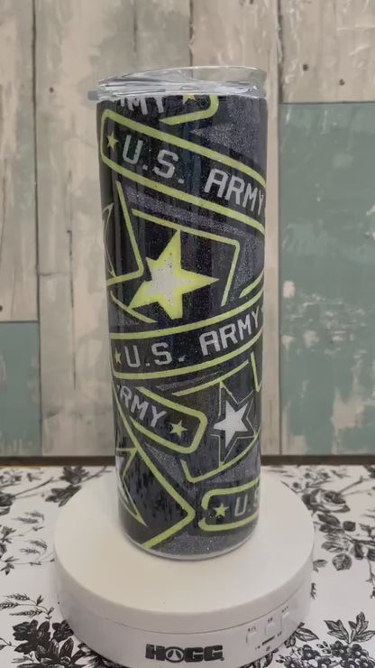 United States Army, Glitter Epoxy 20 oz Skinny Tumbler