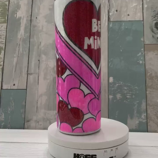 Be Mine Valentines Day, Glitter Epoxy 20 oz Skinny Tumbler