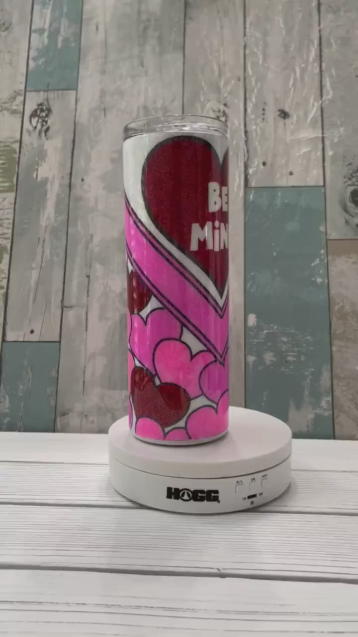 Be Mine Valentines Day, Glitter Epoxy 20 oz Skinny Tumbler