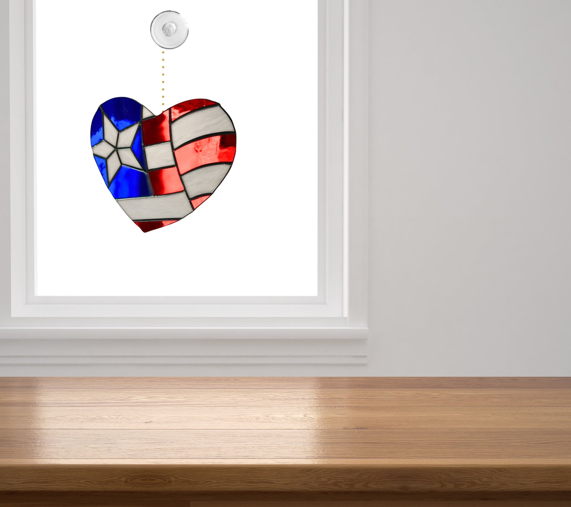 Stained Glass: Sun Catchers Texas Flag Heart Stained Glass, Holiday Decor For Windows