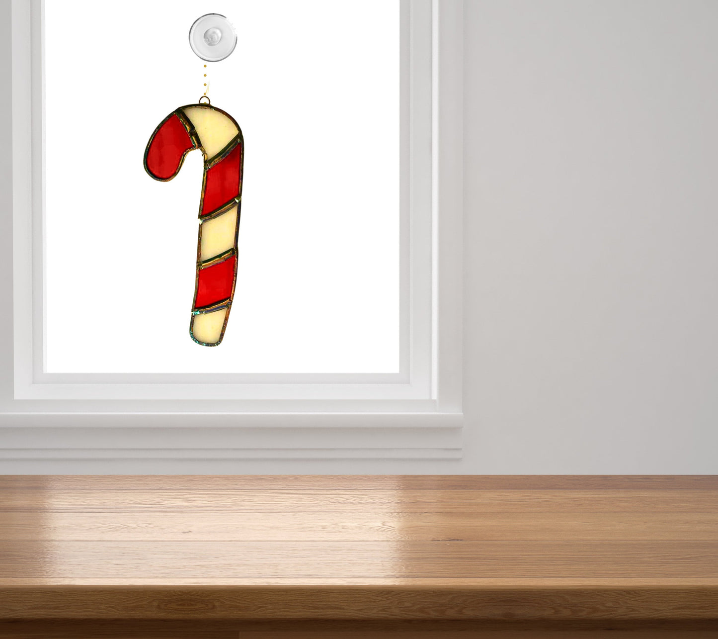 Stained Glass: Sun Catchers Christmas Candy Cane Stained Glass, Holiday Decor For Windows